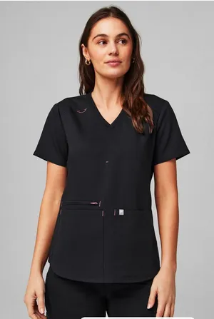 Fabletics Mode Black Short Sleeve pocket Front Scrub Top Size Small thumbnail 1