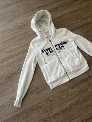 Abercrombie & Fitch Y2K Hoodie Womens XS White Sherpa Lined Full Zip Vintage thumbnail 3