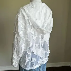 Flawed Y2K White Sheer Deconstructed Hoodie Long Sleeve Top thumbnail 4