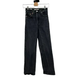 Levi's Ribcage Straight Ankle Jeans Charcoal Gray Black Wash Size 24‎ thumbnail 3