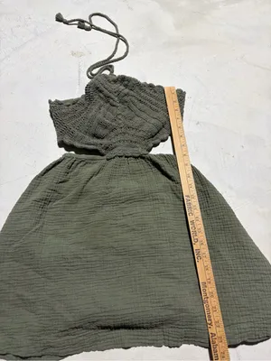 Aerie Olive Green Halter Cotton Dress medium thumbnail 4