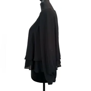 ZARA BASIC Black Tiered Layered Long‎ Sleeve Blouse XS thumbnail 3
