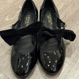 Cecelia Smile Black Patent Leather Velvet Bow Mary Jane Heels 6 Ballet Coquette thumbnail 3