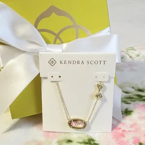 Kendra Scott x Love Shack Fancy Elisa Pink Bloom Floral Bow Necklace thumbnail 4