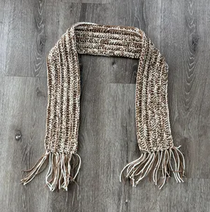 Handmade Brown & Cream Crochet Scarf thumbnail 4