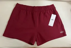 ALO Yoga NWT Accolade Shorts Summer Romance Red Fleece Drawstring Shorts Size L thumbnail 1