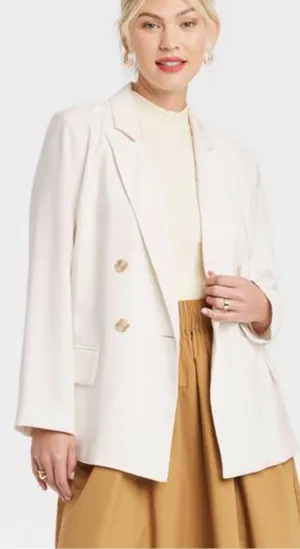 A New Day Women's Essential Blazer Cream White Medium thumbnail 1