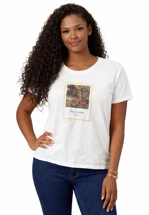 Women's Stella Lavinia White Short Sleeve Tee with Gold Graphic S thumbnail 1