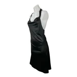 NEW Zaful Black Silk Satin Halter Cowl Neck Backless A Line Mini Dress Size M thumbnail 3