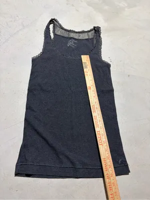 American Eagle y2K Women's gray Lace-Trim Tank Top large thumbnail 3