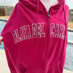 Playa Del Carmen Pink Zip-Up Hoodie with Embroidered Logo Size XL thumbnail 3