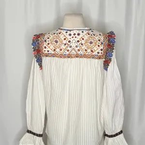 ANTIK BATIK Bernadette Embroidered Cotton Blouse White Boho Bohemian Small 38 thumbnail 10