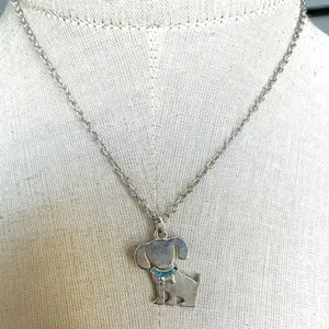 Silver tone dog pendant necklace thumbnail 2