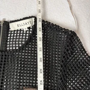 ELLIATT Velosity Midi Cocktail Dress Women's XS Black Neutral Lace Mesh Evening thumbnail 9