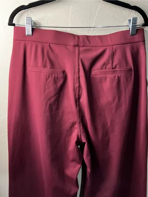 Halara NWT Flex DayStretch Burgundy Pleated Straight Leg High Rise Pants thumbnail 10