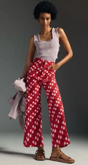 Maeve by Anthropologie The Colette Cherries Wide-Leg Pants thumbnail 1