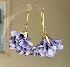 Handmade fairy cute flower unique style dangle earrings💜 thumbnail 1