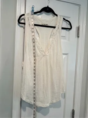 NWOT Free People We The Free Size S Cream Crochet Trim Racerback Layer Tank Top thumbnail 10