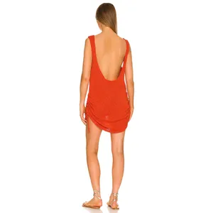 SNDYS Byron Women's Burnt Orange Crochet Scoop Back Mini Dress Sz Small thumbnail 2