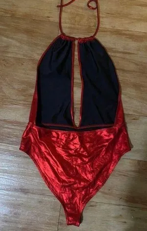 Forever 21 EDC Rave Red Halter Top Body Suit thumbnail 2