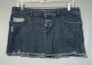 ROXY Denim Jean Mini‎ Skirt Low Rise Button Fly Surfer Beach Y2K Size 7 Sk8r thumbnail 1