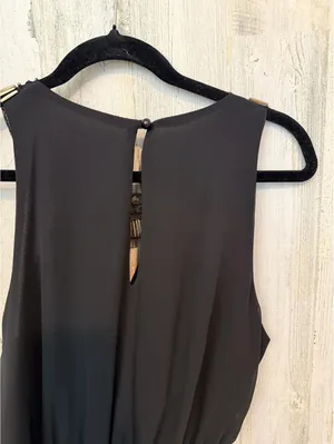 Women's XS Black Gold Brocade Beaded Collar Cocktail Dress thumbnail 9