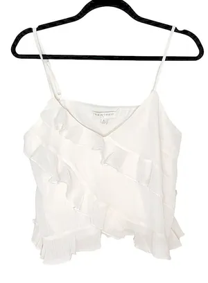 Thirty Thirty‎ Cream Ruffle Cami Top Adjustable Straps Size Large EUC thumbnail 1