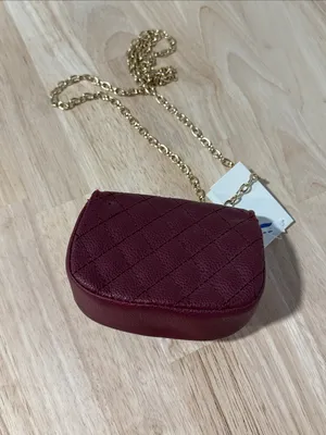 Quilted Mini Crossbody Bag in Burgundy with Gold Chain NWT thumbnail 3