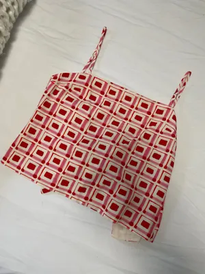 NWT Zara Geometric Print Linen Blend Open Back Top thumbnail 4