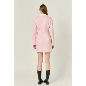 English Factory 100% Pink Cotton Striped Twist Shirt Mini Dress Size Medium thumbnail 2