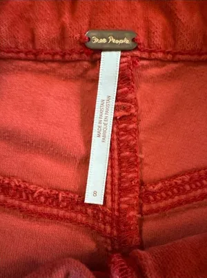 NWOT Free People High‎ Time Velvet Kick Flare Pants Red Dahlia Size 8 (fits 6) thumbnail 1