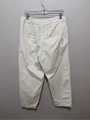 Free People Luca Barrel Leg Pants Cream Cotton Poplin Size 12 thumbnail 3