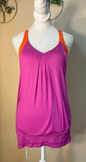 Lululemon Pink Orange Practice Freely Tank Heathered Ultra Violet Dazzling 4 thumbnail 1