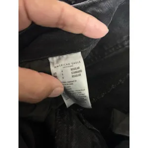 American Eagle Super High Rise Ultra Wide Leg Jeans Womens 4 Black Baggy Faded thumbnail 4