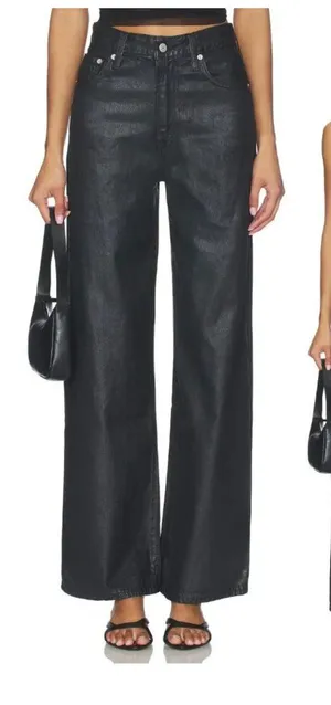 NWT Levi's Premium Ribcage Wide Leg Jeans A6081-0057 BLACK COATED Size 27x32 thumbnail 1