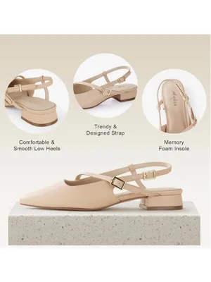 NEW Slingback Low Heels Closed Pointed Toe Ankle Strap Memory Foam 9.5 thumbnail 7