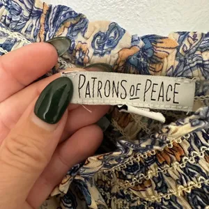 Patrons of Peace | Women's Blue Paisley Smocked Strapless Wide‎ Leg Jumpsuit, XS thumbnail 7