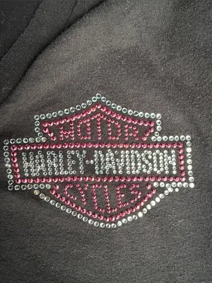 Harley-Davidson Black Women's Short Sleeve V-Neck Tee with Crystal Logo thumbnail 2
