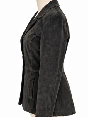 Vintage G-III Black Genuine Suede Leather Tailored Blazer Jacket M thumbnail 4