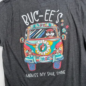 Buc-ee's Large T-Shirt Gray Hippie Van Daisy Peace Soul Shine Graphic Tee Retro thumbnail 6