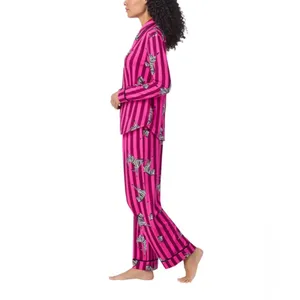 NWT Room Service Women's Shawl Collar Pajama Set Pink L thumbnail 3
