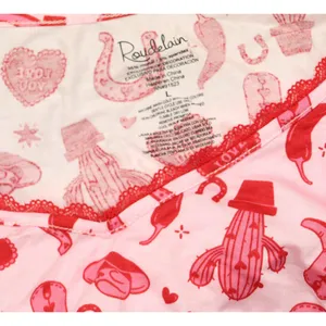 NEW Roudelain Valentine's Fairytale Pajama Shirt Top EJJE319M Cowgirl Pink L thumbnail 4