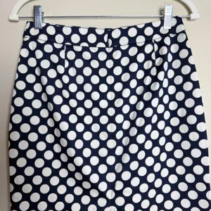 J.Crew Pencil Skirt Workwear Preppy Polka Dot Stretch Cotton Navy Cream Size 4 thumbnail 11