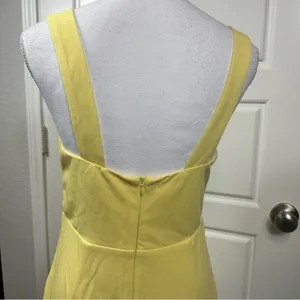 Lulus Social Sensation Light Yellow Square Neck Mini Bodycon Dress Size M NWT thumbnail 4
