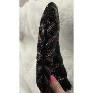 Handmade Beaded Clamshell Red, Gold and Black Evening Clutch Bag thumbnail 3