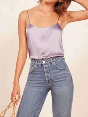 Reformation silk tank in lilac NWT thumbnail 3