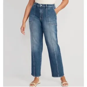 Old navy Dark Wash High Rise Loose Straight Leg Sz 6 Jeans Non Ripped #769 thumbnail 2