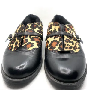 Bella Vita "Reese" Black Leather And Animal Print Fur Slip On Loafer Shoes (6) thumbnail 6