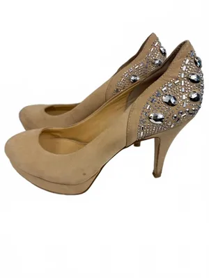 Gianni Bini Tan Suede Embellished High Heel Pumps Size 7.5M thumbnail 2