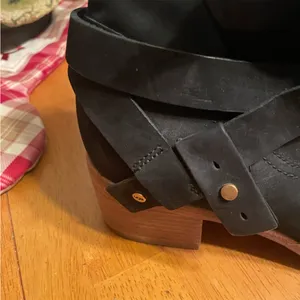 UGG Black Ankle Booties with Wooden Heel thumbnail 4